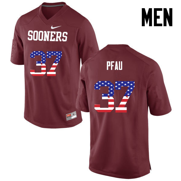 Oklahoma Sooners #37 Kyle Pfau College Football USA Flag Fashion Jerseys-Crimson